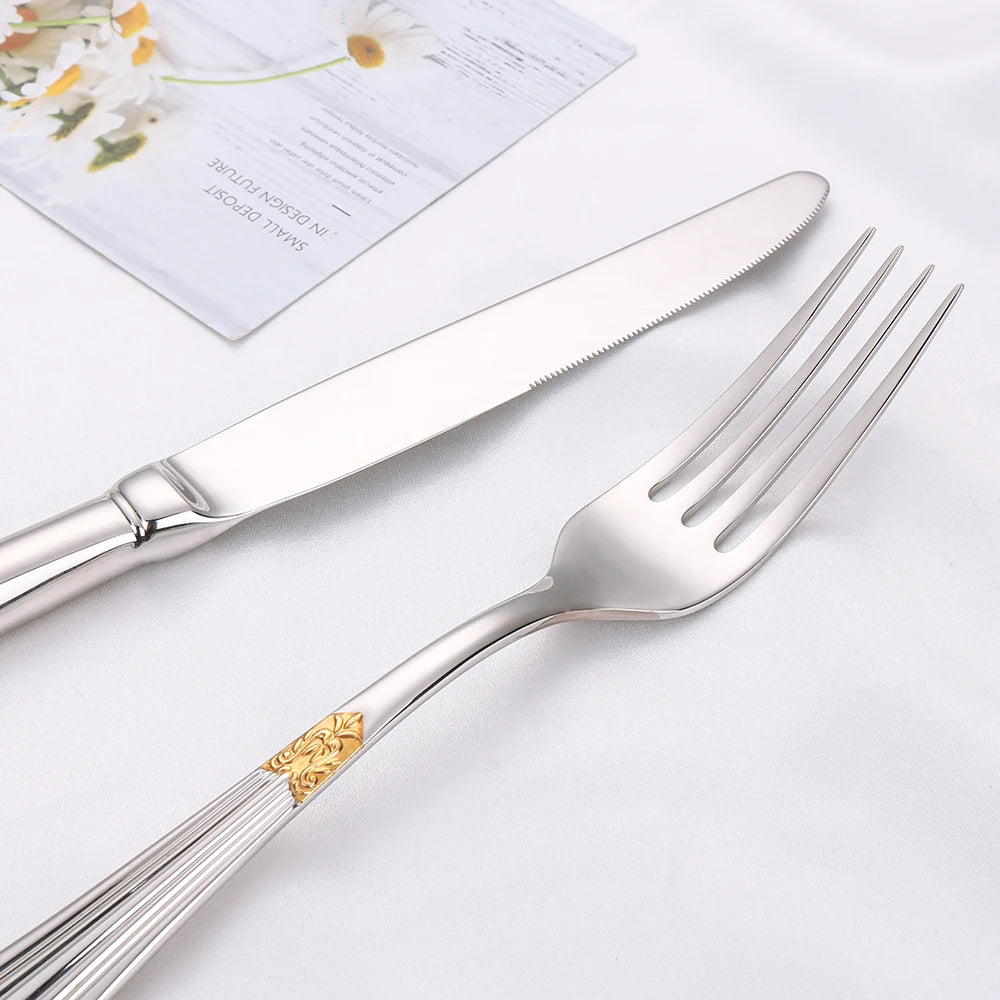 4/8/12/16/20 Pieces Gold Plated Luxury Silverware