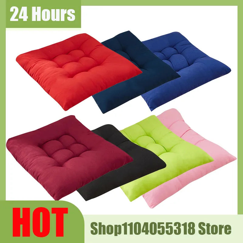 Square Chair Soft Pad Thicker Seat Cushion With Strap