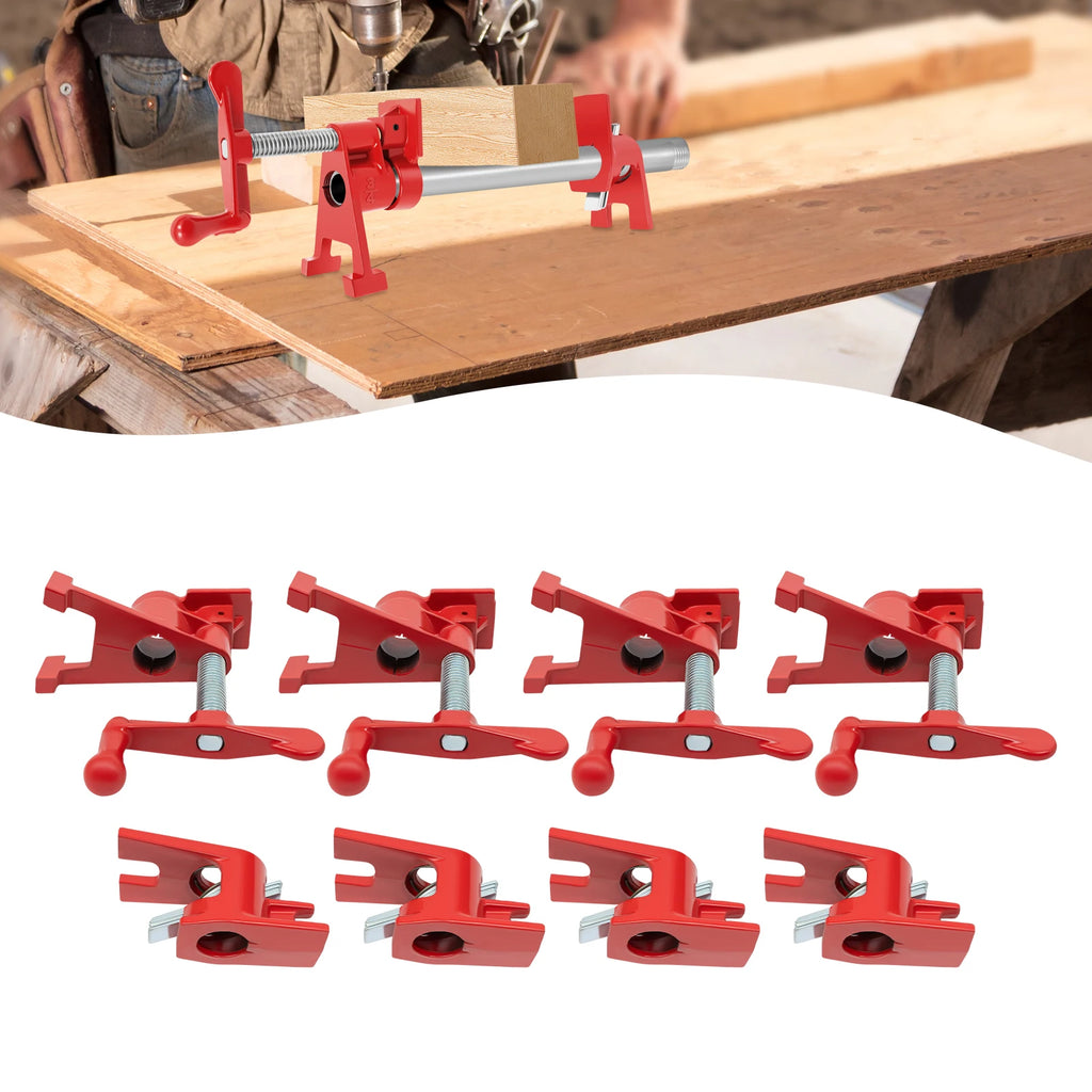 4 Pcs 3/4" Wood Gluing Pipe Clamp Set for Woodworking