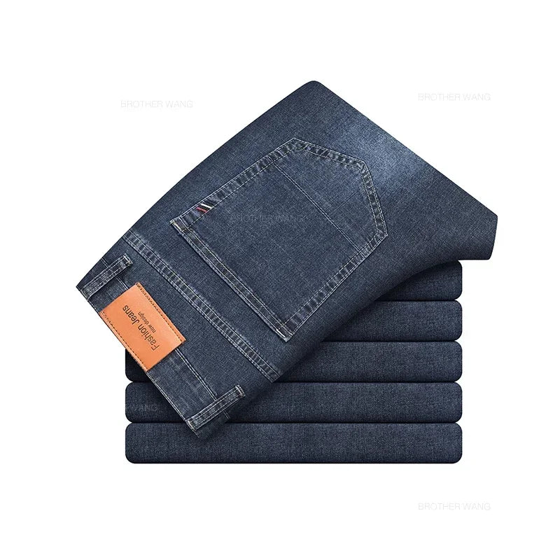 Summer Brand Men's Fit Straight Lightweight Cotton Stretch Jeans