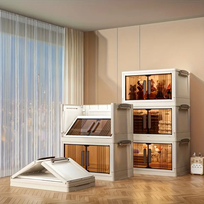 Heavy-Duty Plastic Folding Storage Cabinet with Lid