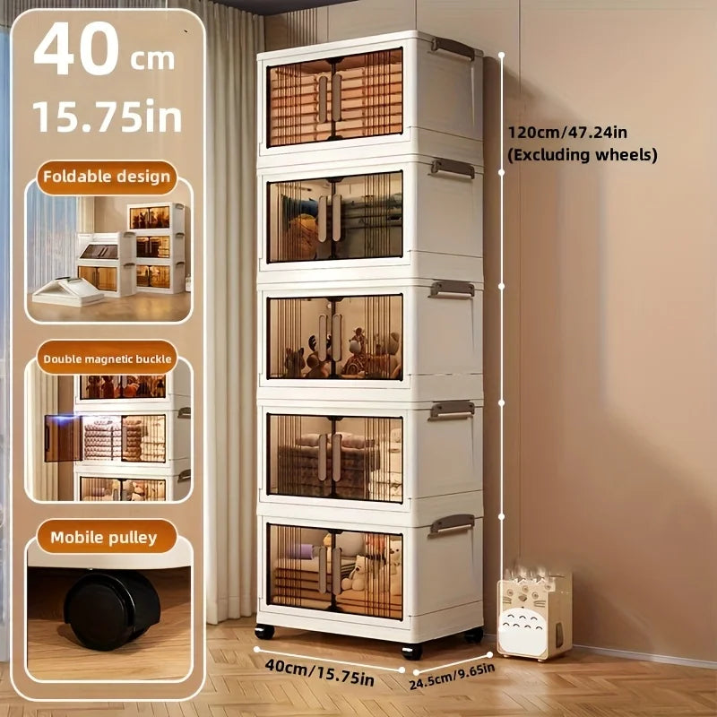 Heavy-Duty Plastic Folding Storage Cabinet with Lid