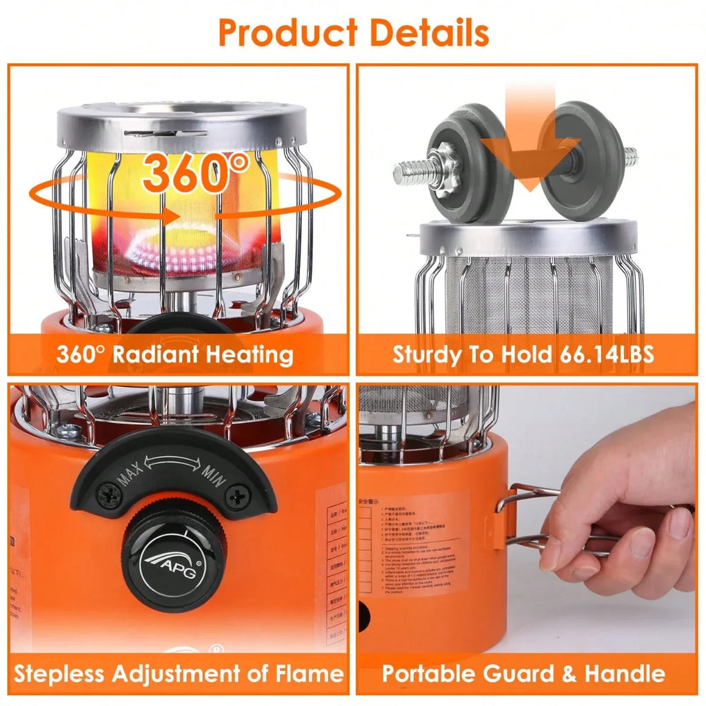 2 in 1 Portable Propane Heater Stove Pro