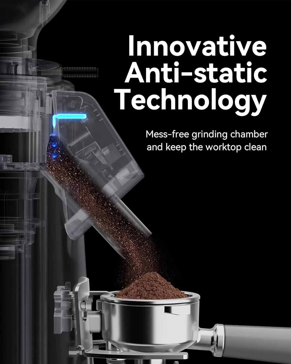 64mm Flat Burr Coffee Grinder 100 Grind Settings