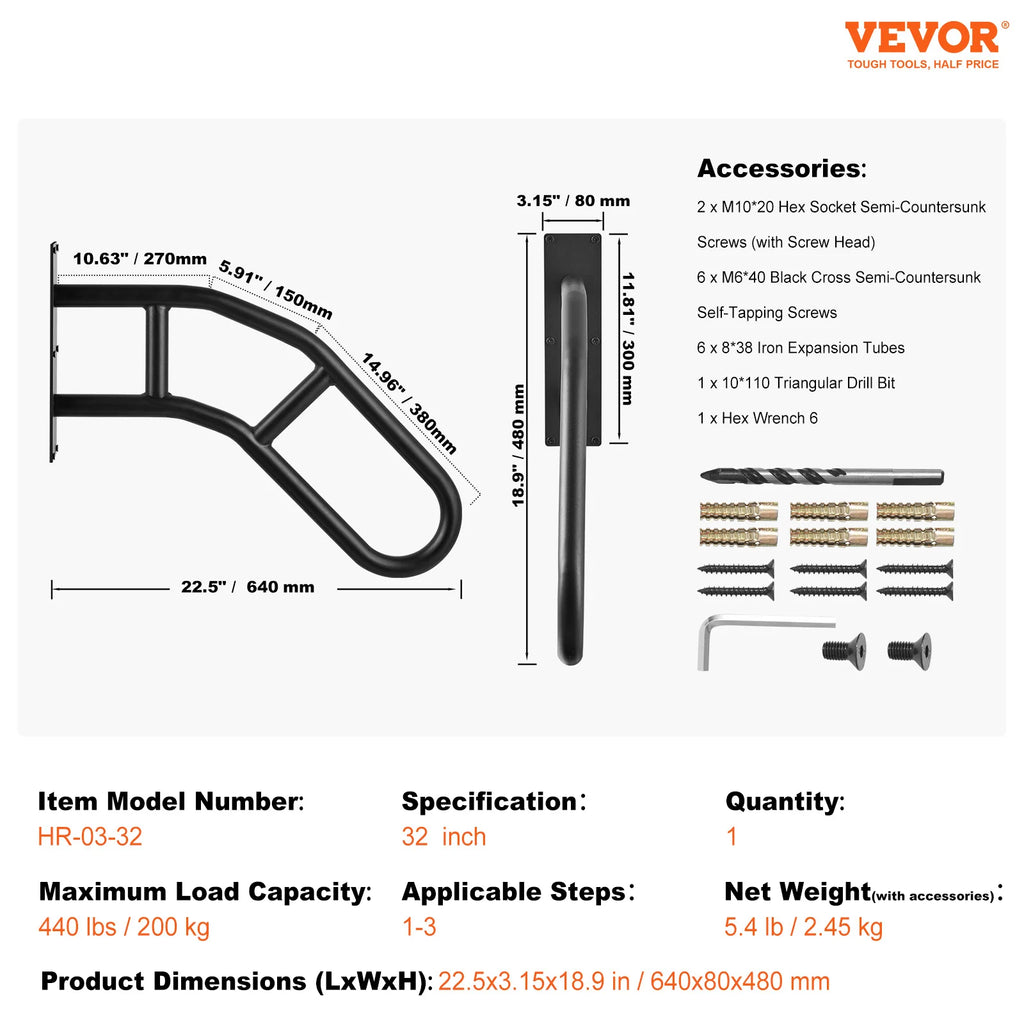 Handrails for Outdoor Steps Wall Mount Safety Railings