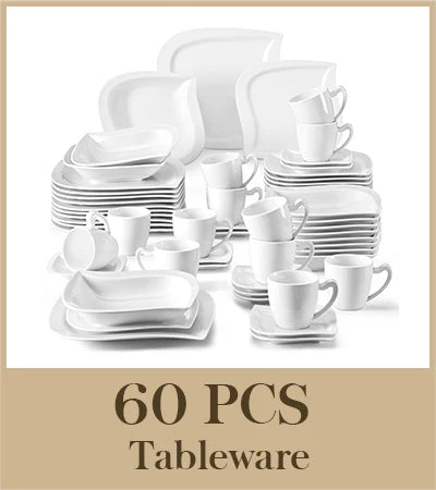 MALACASA 30/60 Piece White Porcelain Dinner Set