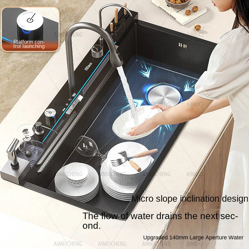 Stainless Steel Waterfall Kitchen Sink