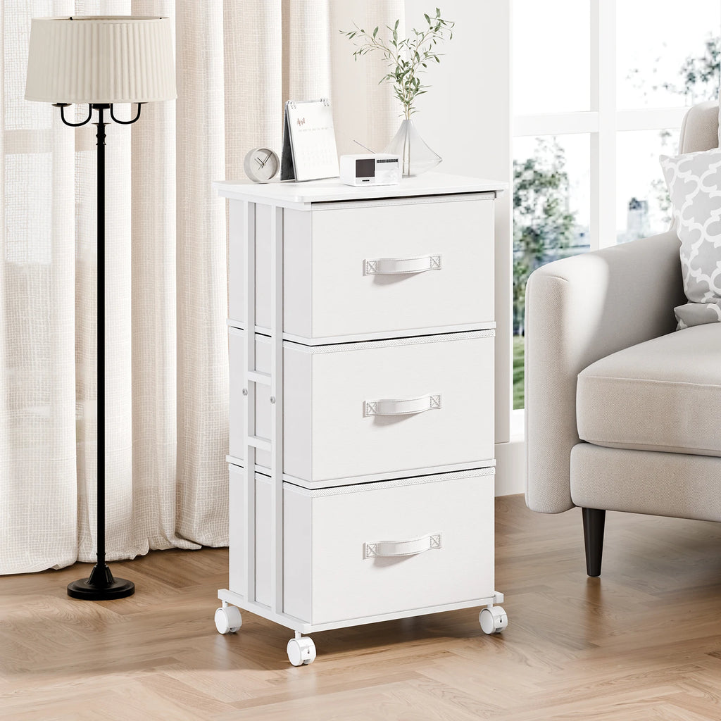 JHK 3 Drawers Dresser Storage Cabinet with Wheels