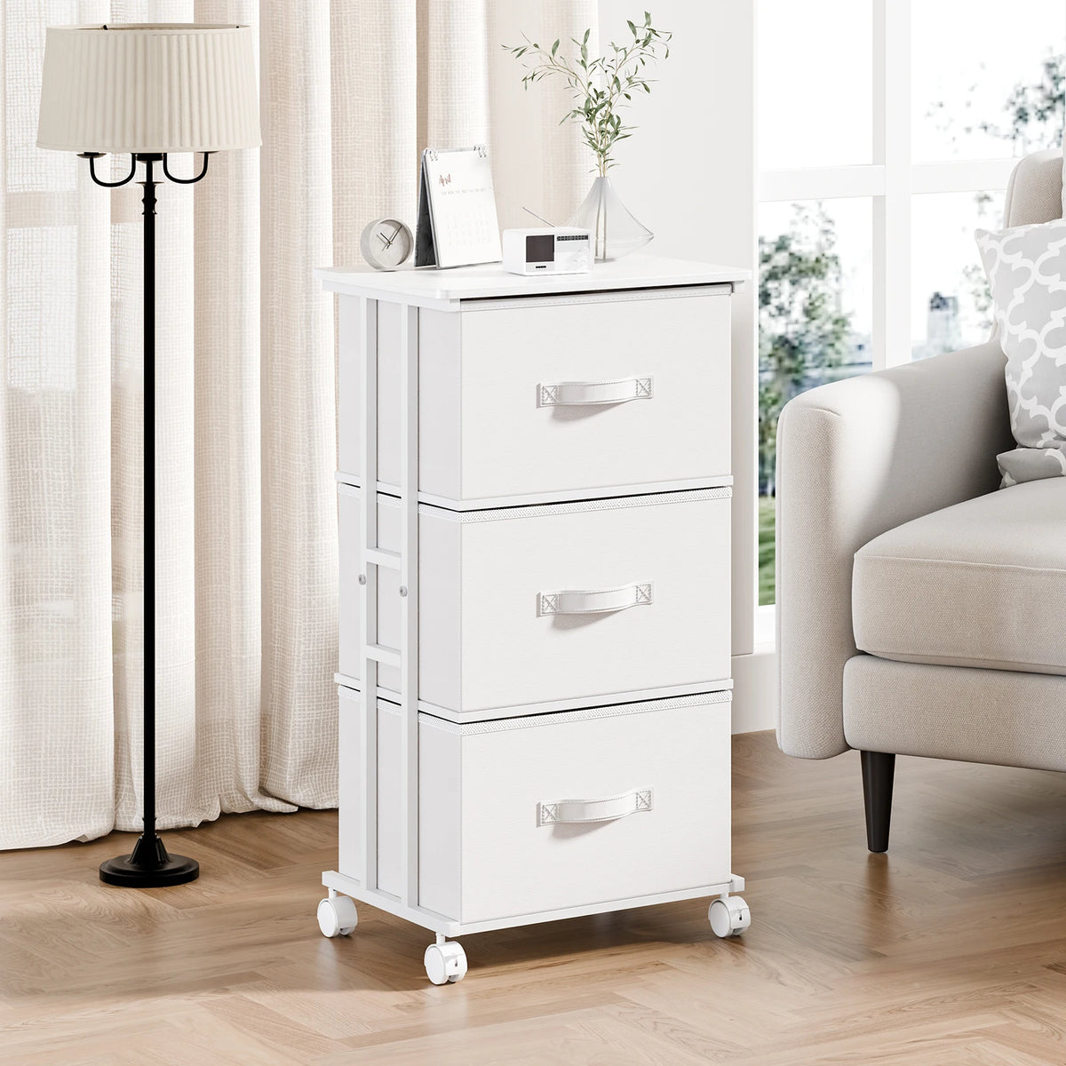 JHK 3 Drawers Dresser Storage Cabinet with Wheels
