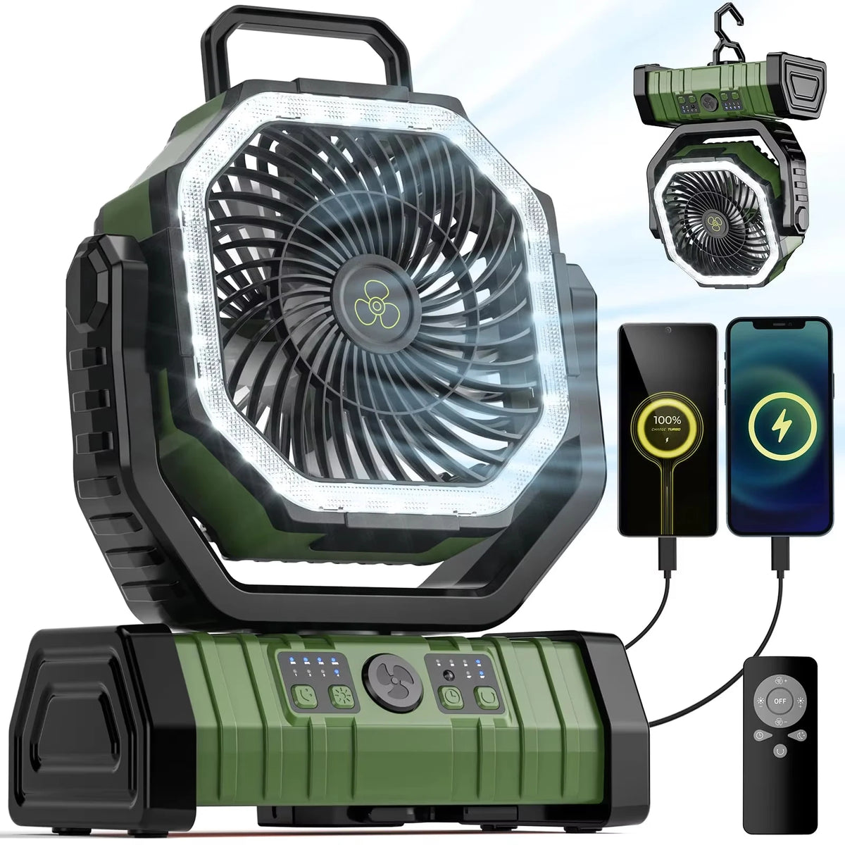 Battery Powered Fan Rechargeable with LED Light
