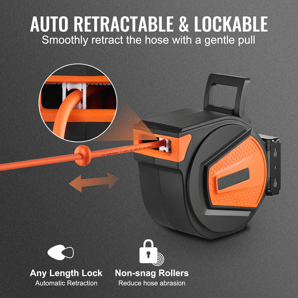 50FT Retractable Air Hose Reel Wall Mounted