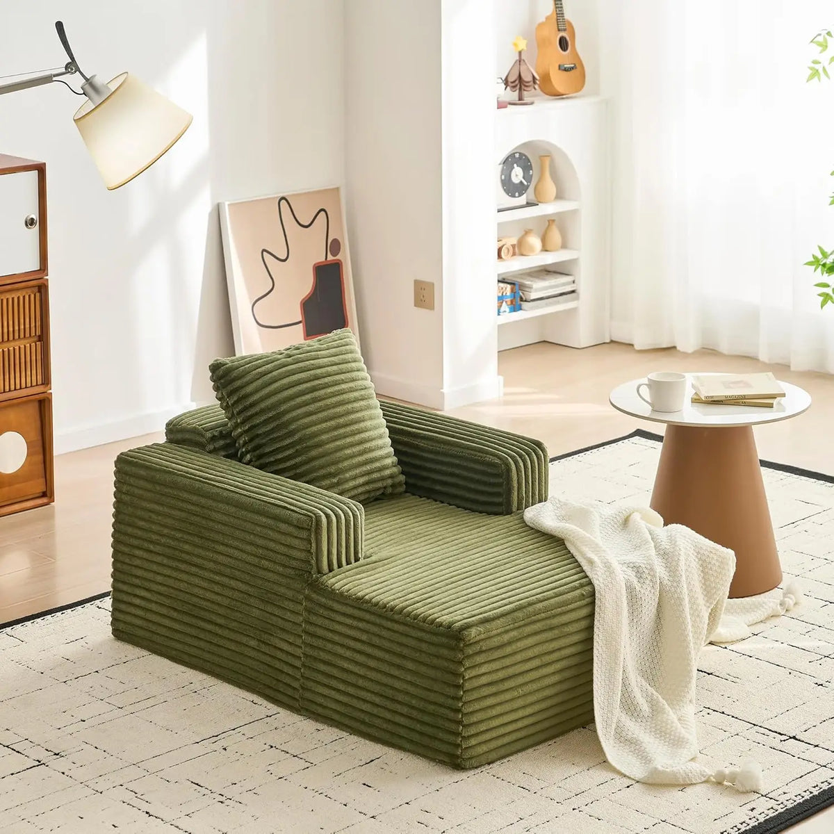 45'' Corduroy Cloud Chaise Lounge Sofa