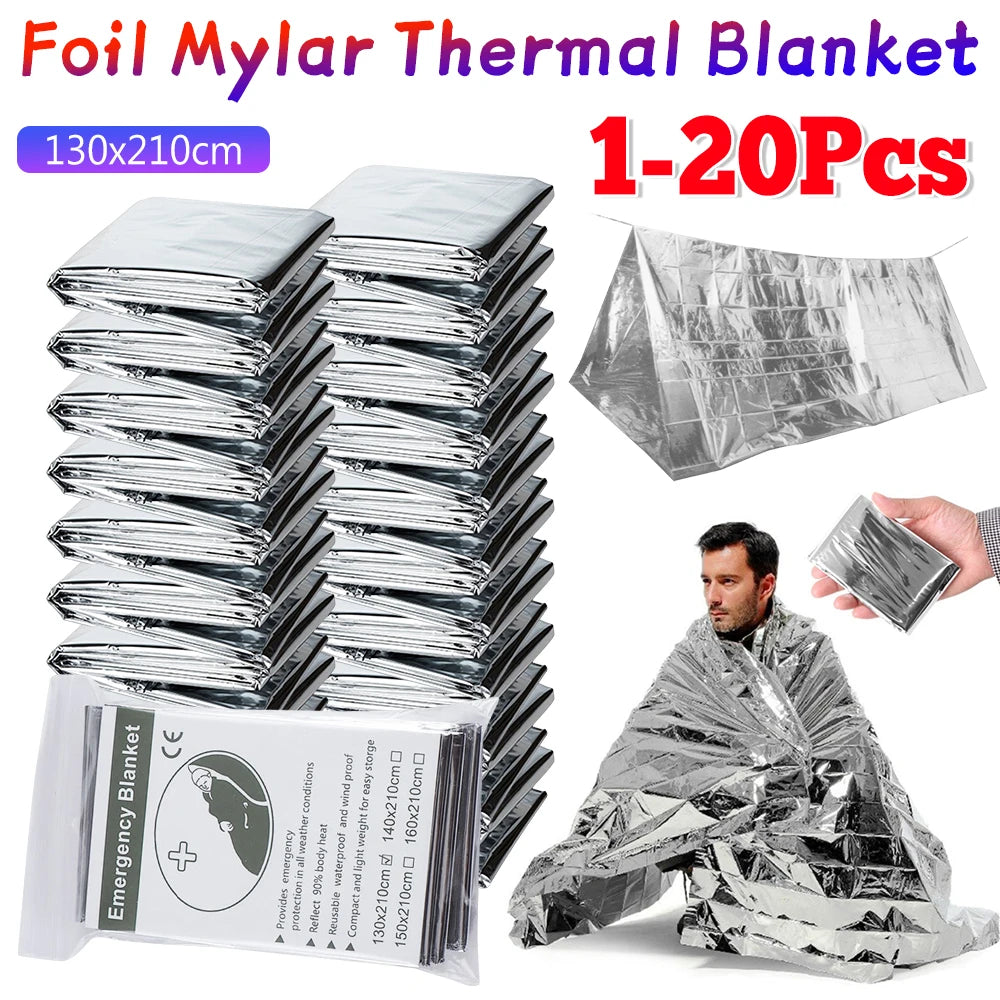 1-20pcs Emergency Mylar Thermal Blanket