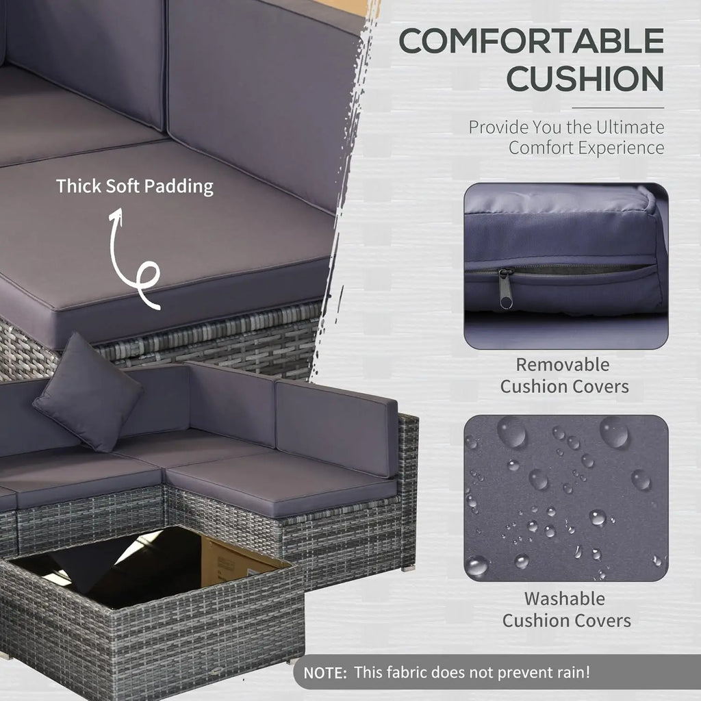 7pcRattan Sectional Sofa All Weather Cushions