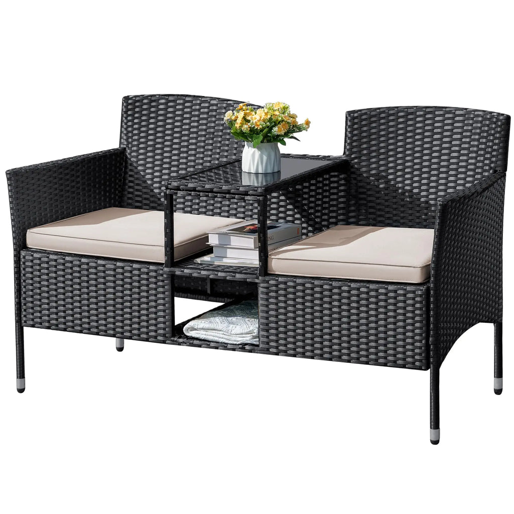 Outdoor Furniture Patio Loveseat Wicker 2-Seat