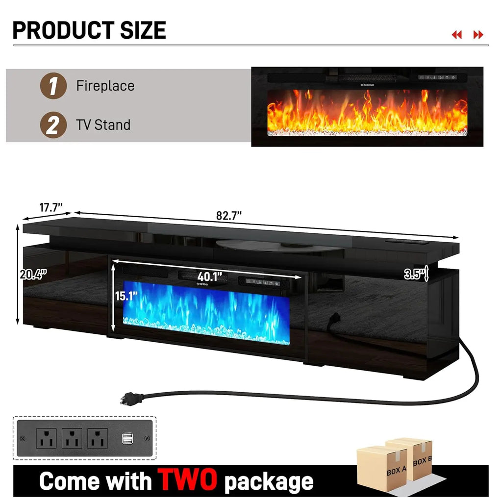 83" LED TV Stand with Electric Fireplace