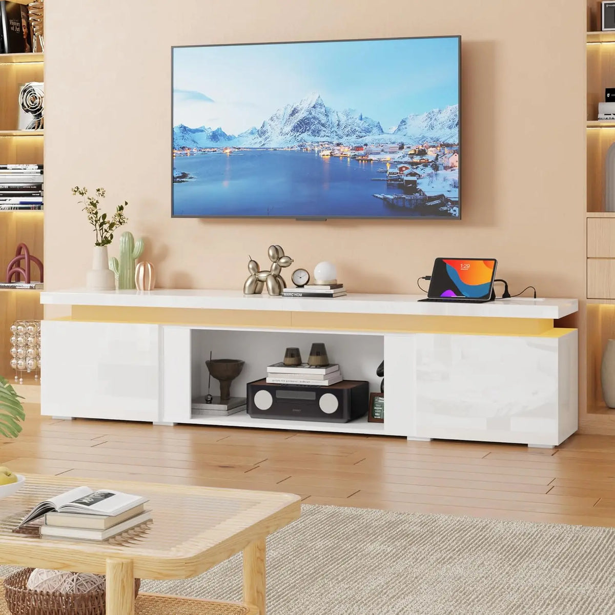 83" LED TV Stand with Electric Fireplace