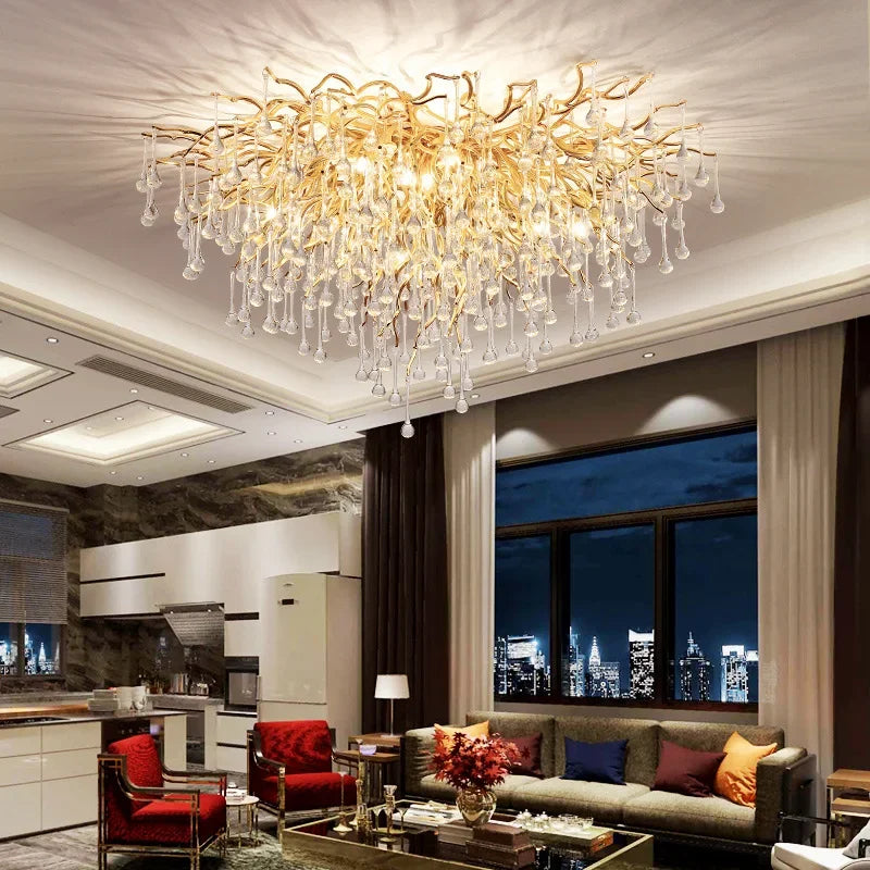 Royal Nordic Luxury Crystal Chandeliers Gold Chrome Water Drop Pendant