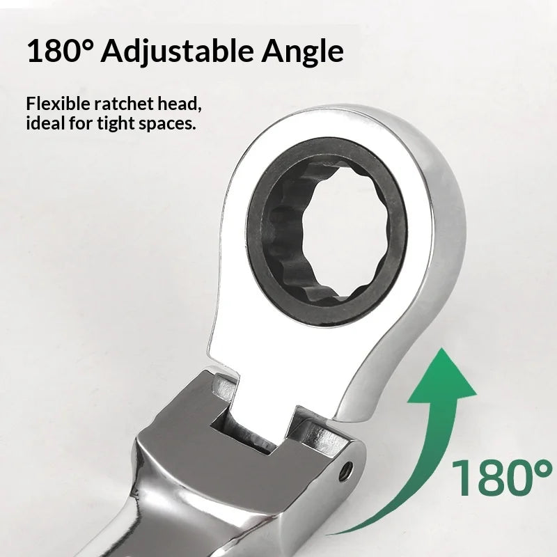8pcs 72-Tooth Durable Ratchet Wrench Set Metric 8-19mm