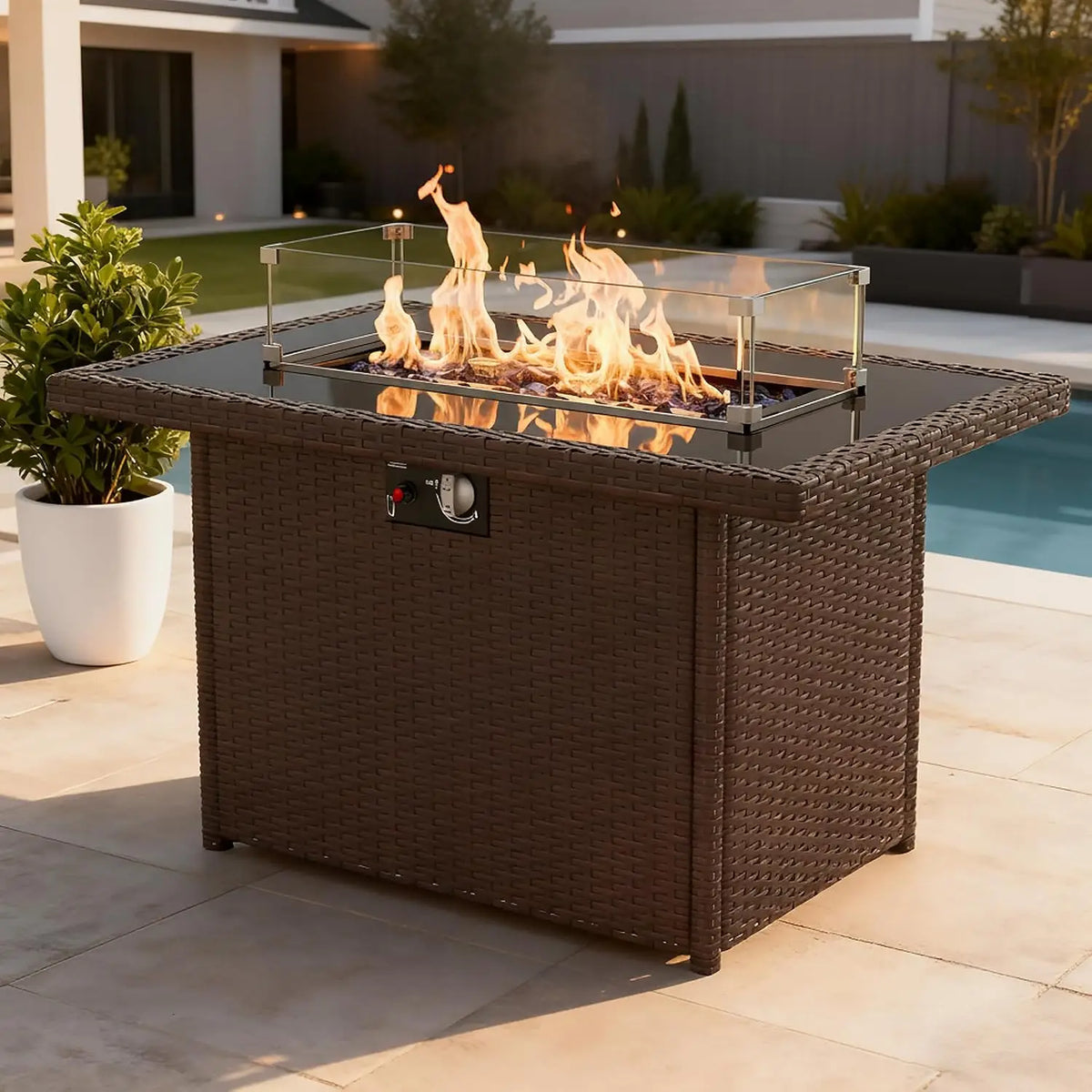 Propane Fire Pit Table, 44" Outdoor Gas Fire Pit