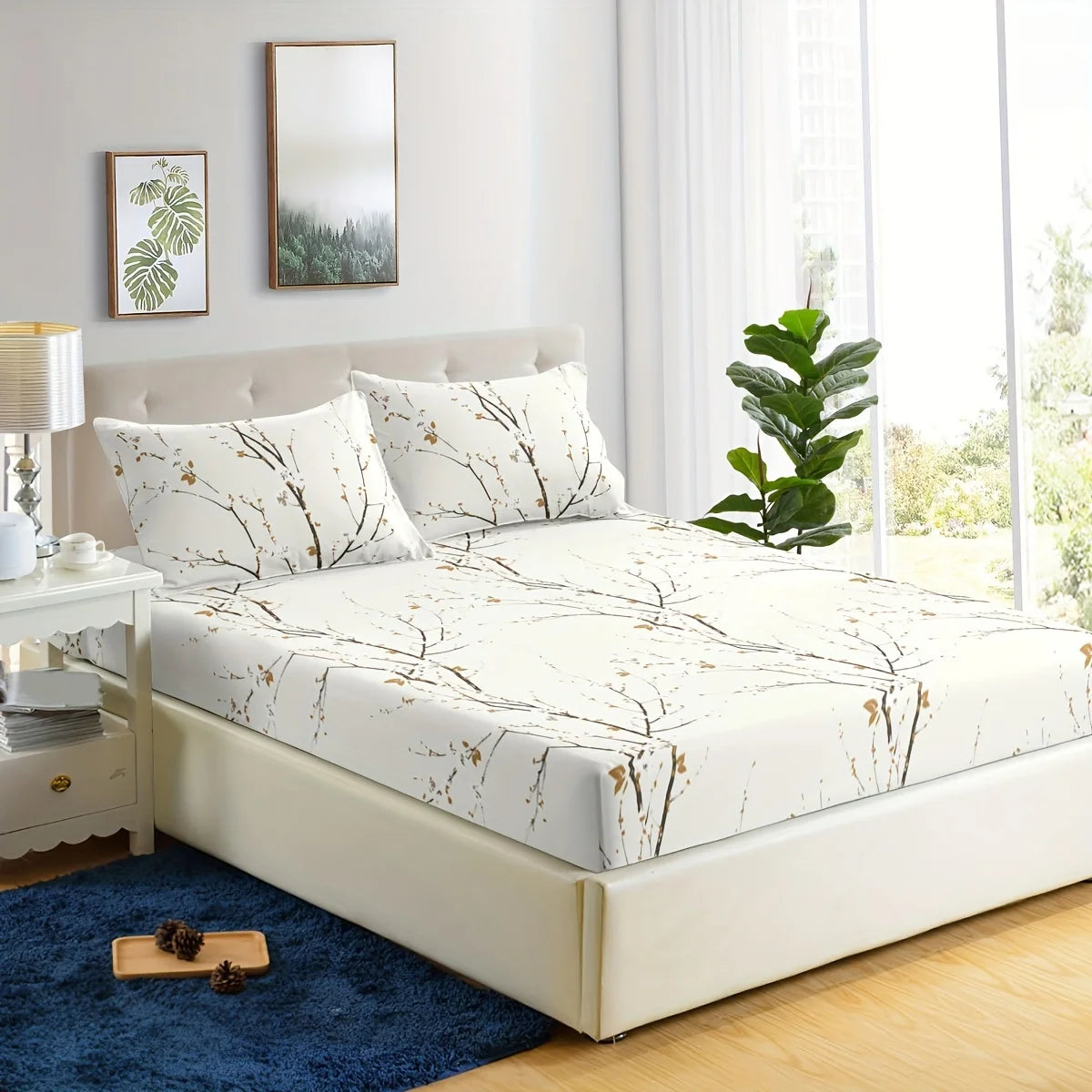 3Pcs Floral Fitted Sheet Set
