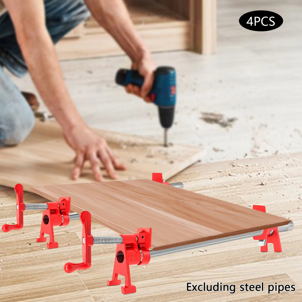 4 Pcs 3/4" Wood Gluing Pipe Clamp Set for Woodworking