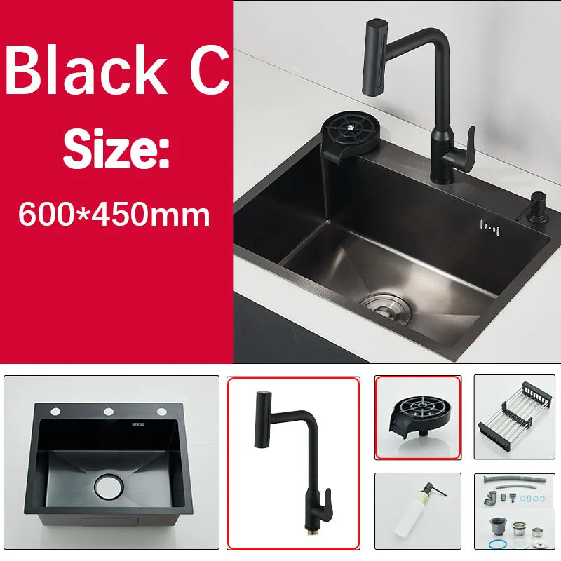 Multifunction 304 Stainless Steel Black/Brushed Nickel Kitchen Sink