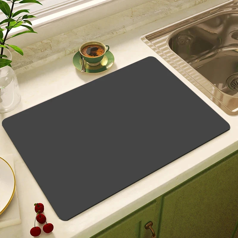 Solid Color Printing Super Absorbent Large Kitchen Absorbent Mat Antiskid Drying Mat Quick Dry Draining Mat Drain Pad Table Mat