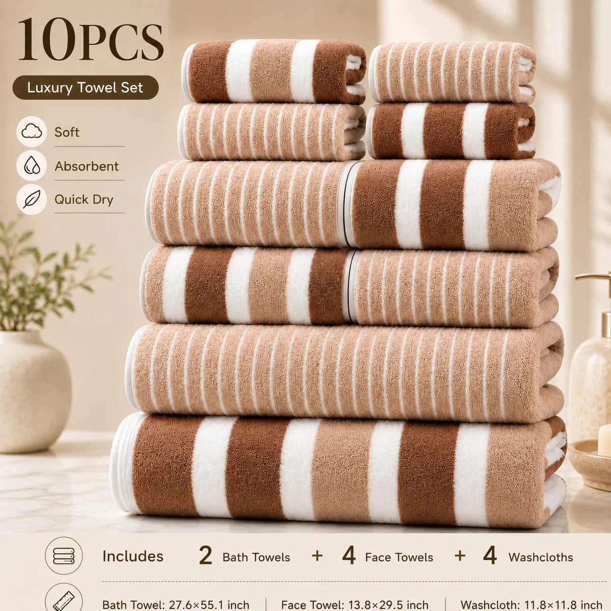 10-Piece Ultra Absorbent Towel Set