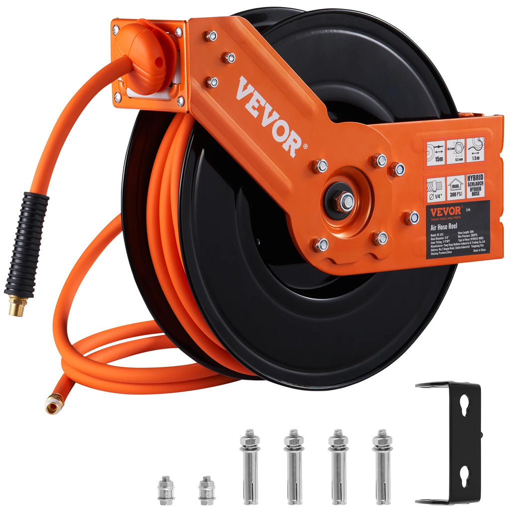 SucceBuy Retractable Air Hose Reel 50FT Hybrid Compressor Hose