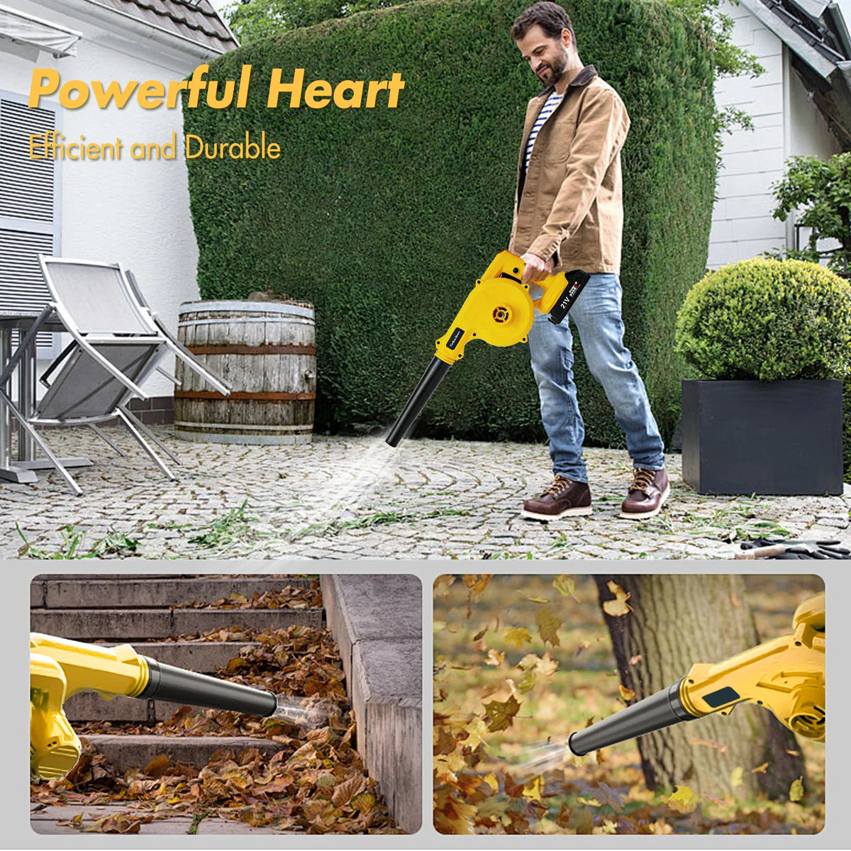 2-in-1 Cordless Leaf Blower 21V Portable 15000RPM