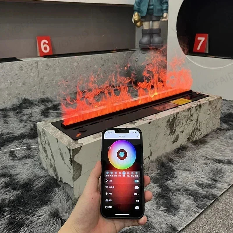 Smart Home 3D Atomized Fireplace with LED Colorful Flame ECO Water Vapor