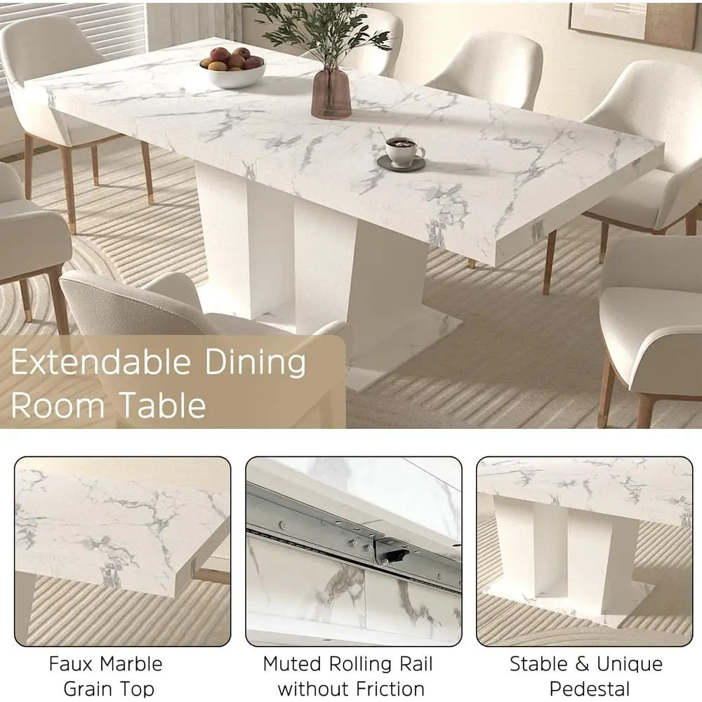 Marble Top 7-Piece Dining Set