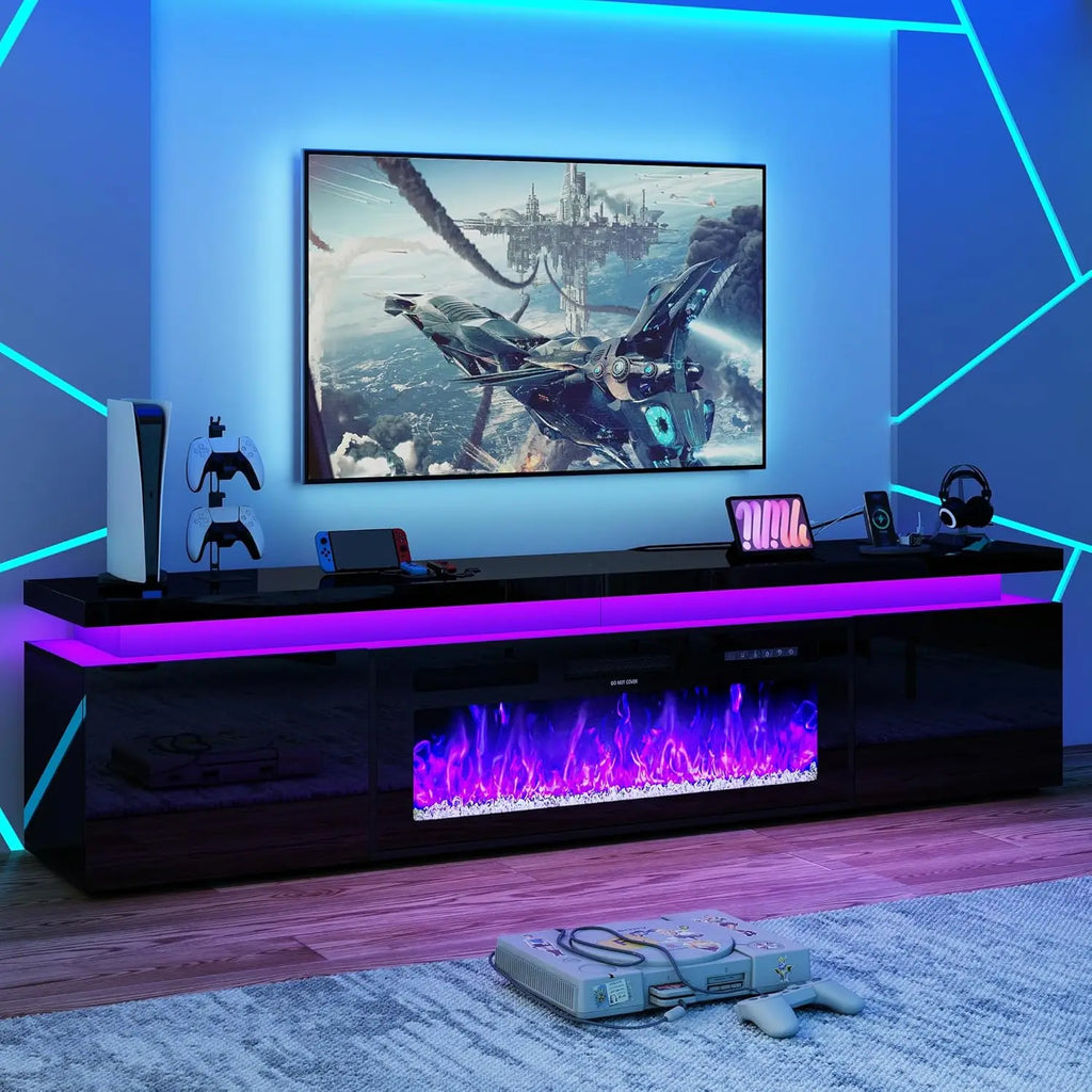 83" LED TV Stand with Electric Fireplace