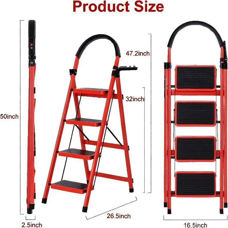 1 Heavy-duty 3/4-step portable folding ladder