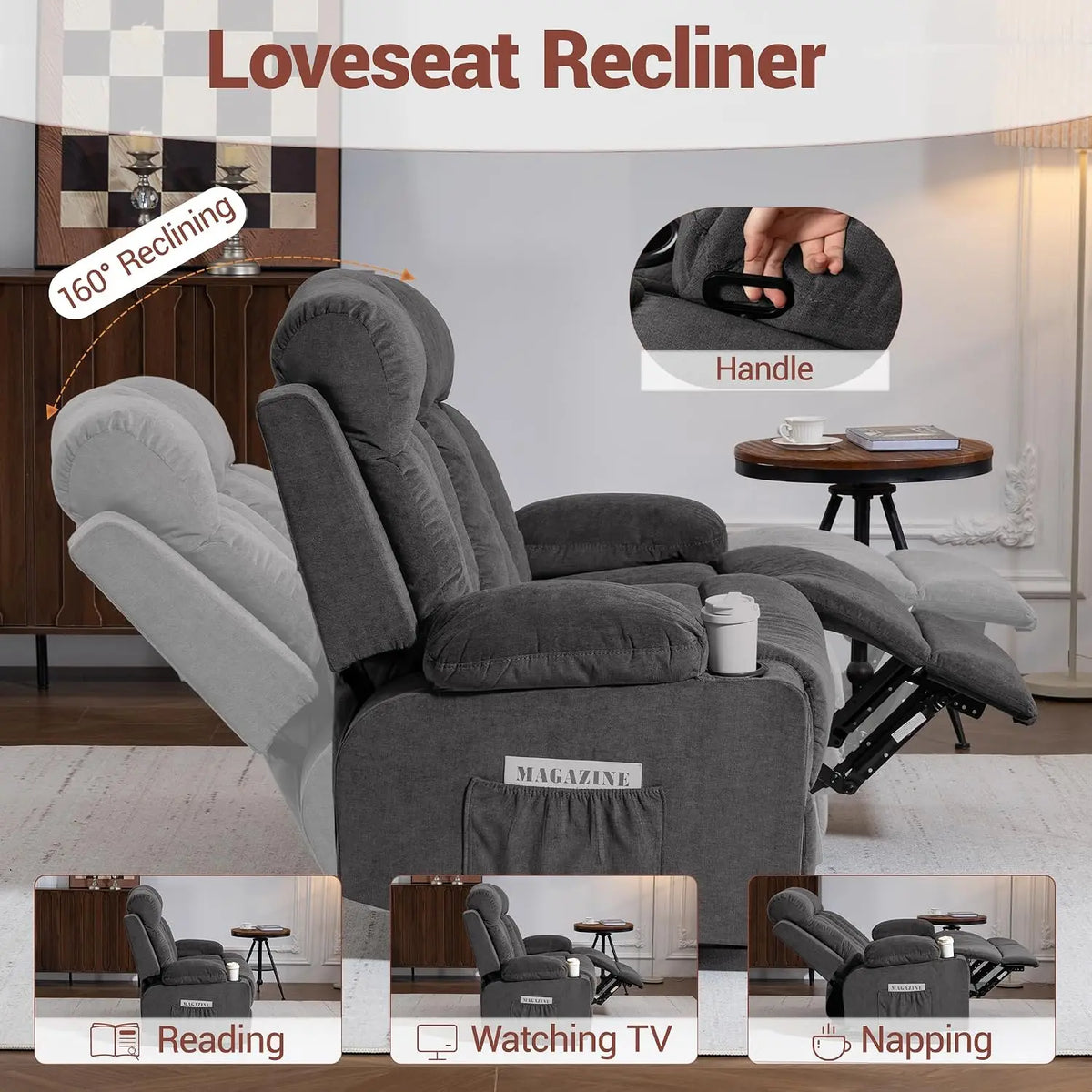 Loveseat Recliner Sofa with Cup Holders