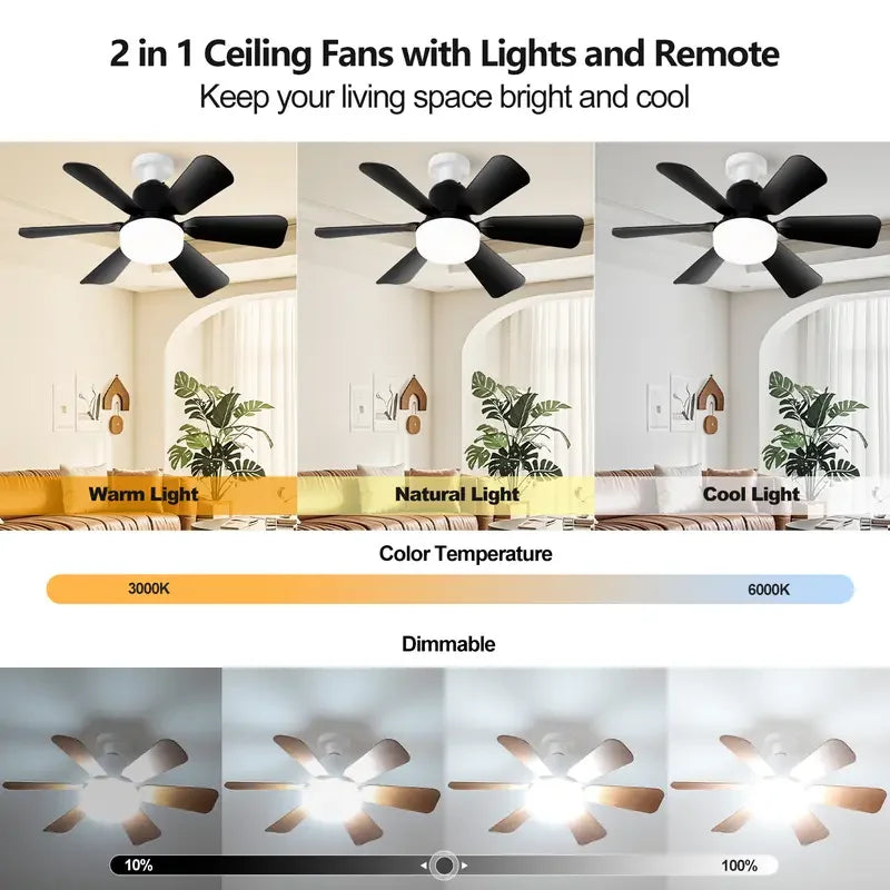 40W Ceiling Fan with Remote Control LED Light