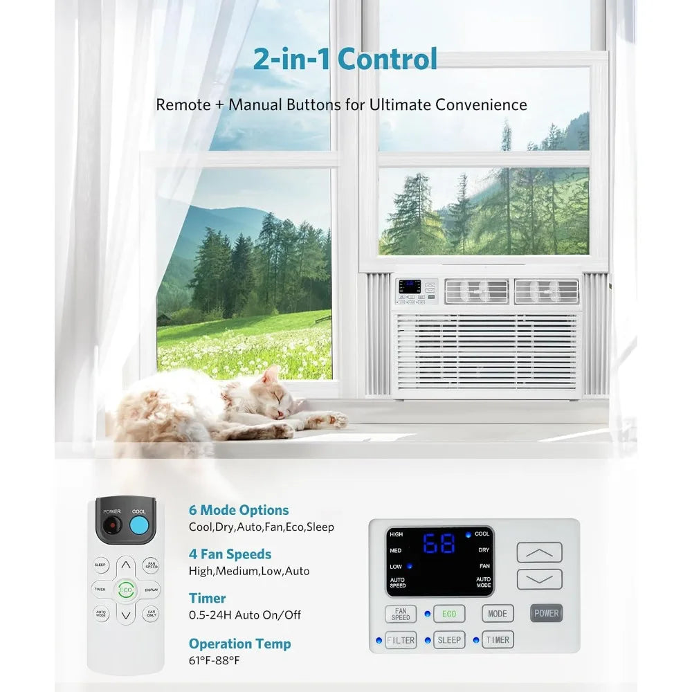 10,000 BTU Window Air Conditioner, Cools Up to 450 Sq.Ft