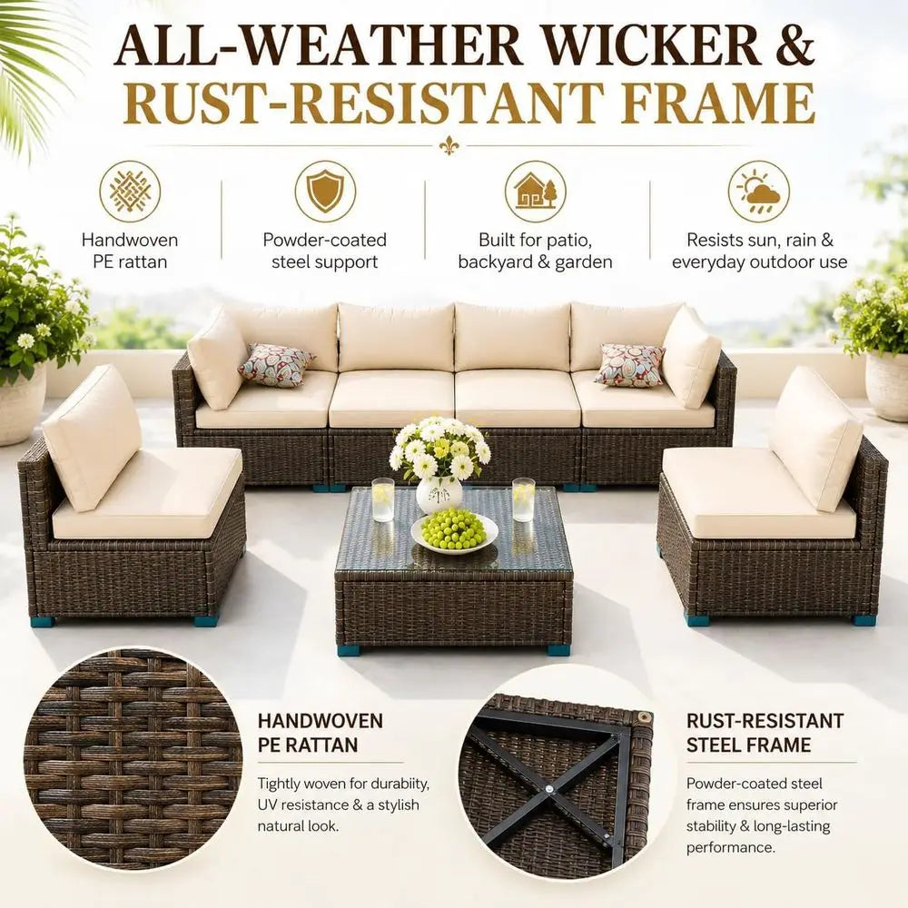 7 Piece Outdoor Sectional Outdoor Patio furniture Set