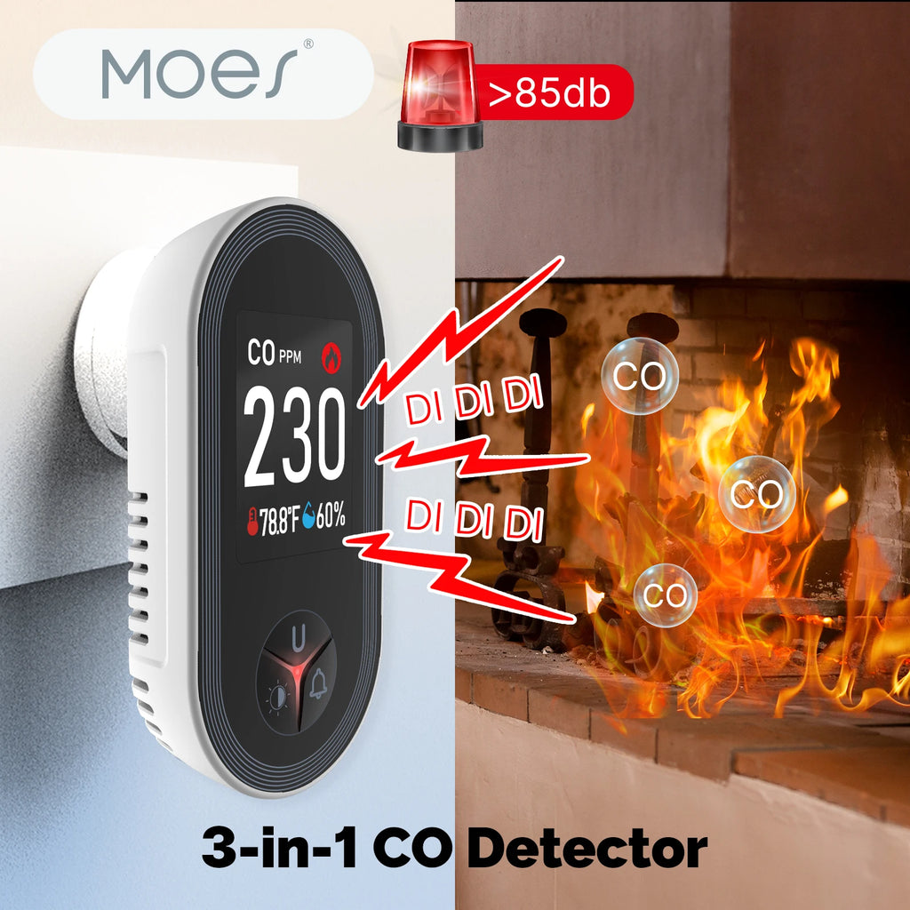 3in1 Carbon Monoxide Detector  Alarm Sound Warning