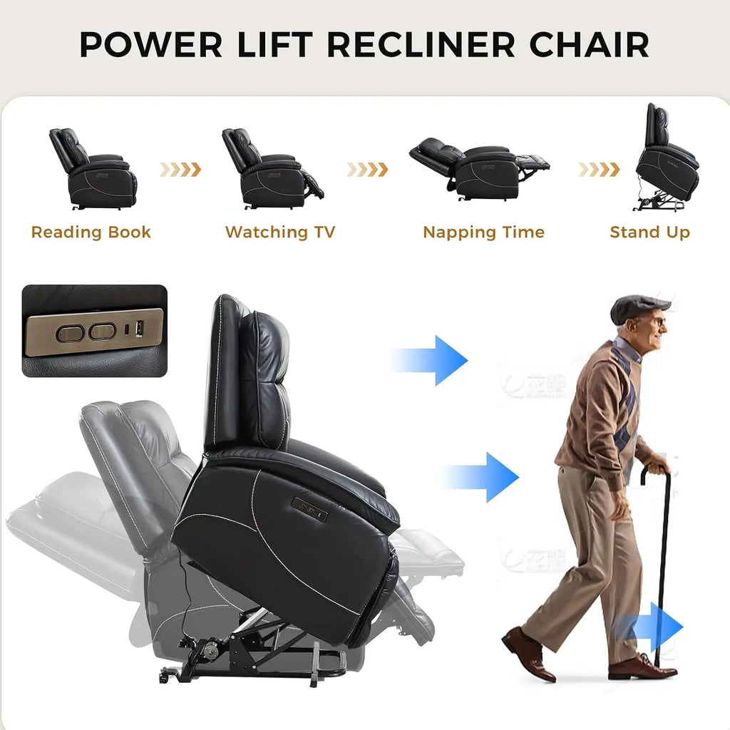 Oversized Dual Motor Power Lift Recliner for Elderly