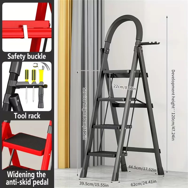 1 Heavy-duty 3/4-step portable folding ladder