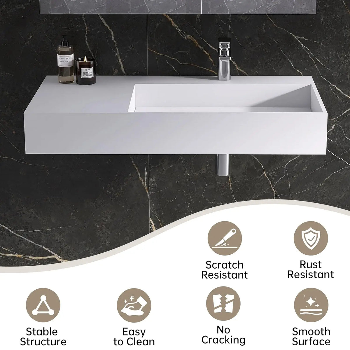 36"x18.11" Wall-Mounted Bathroom Vanity with Stone Resin Sink