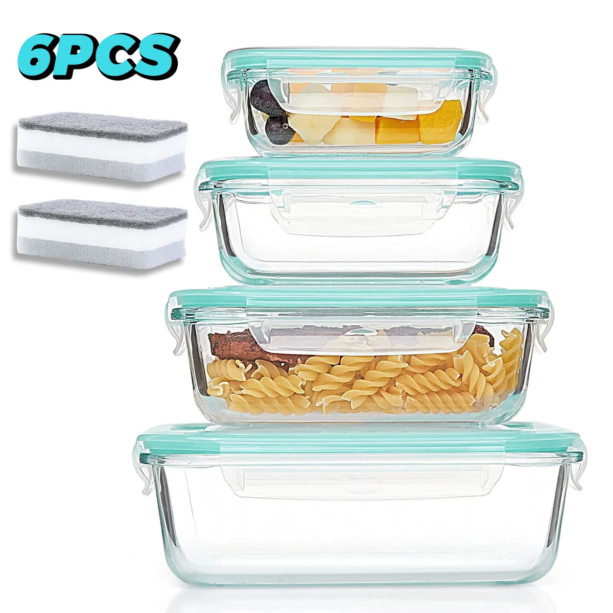 Glass Food Storage Containers 4-Pack with Lids