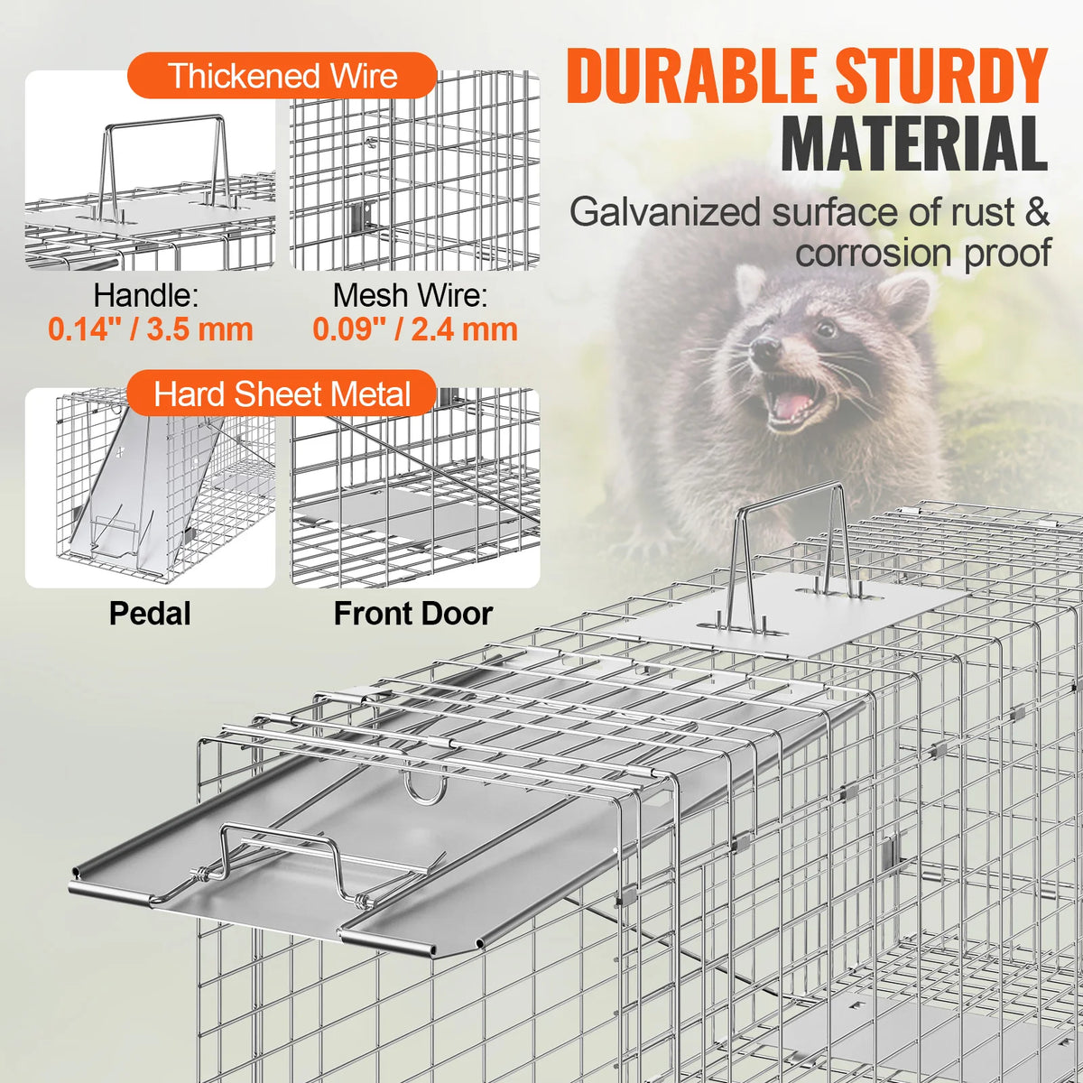 Folding Animal Trap with Handle for Rabbits Stray Cats Squirrels