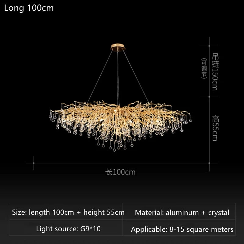 Rectangular Crystal Chandelier For Dining Room