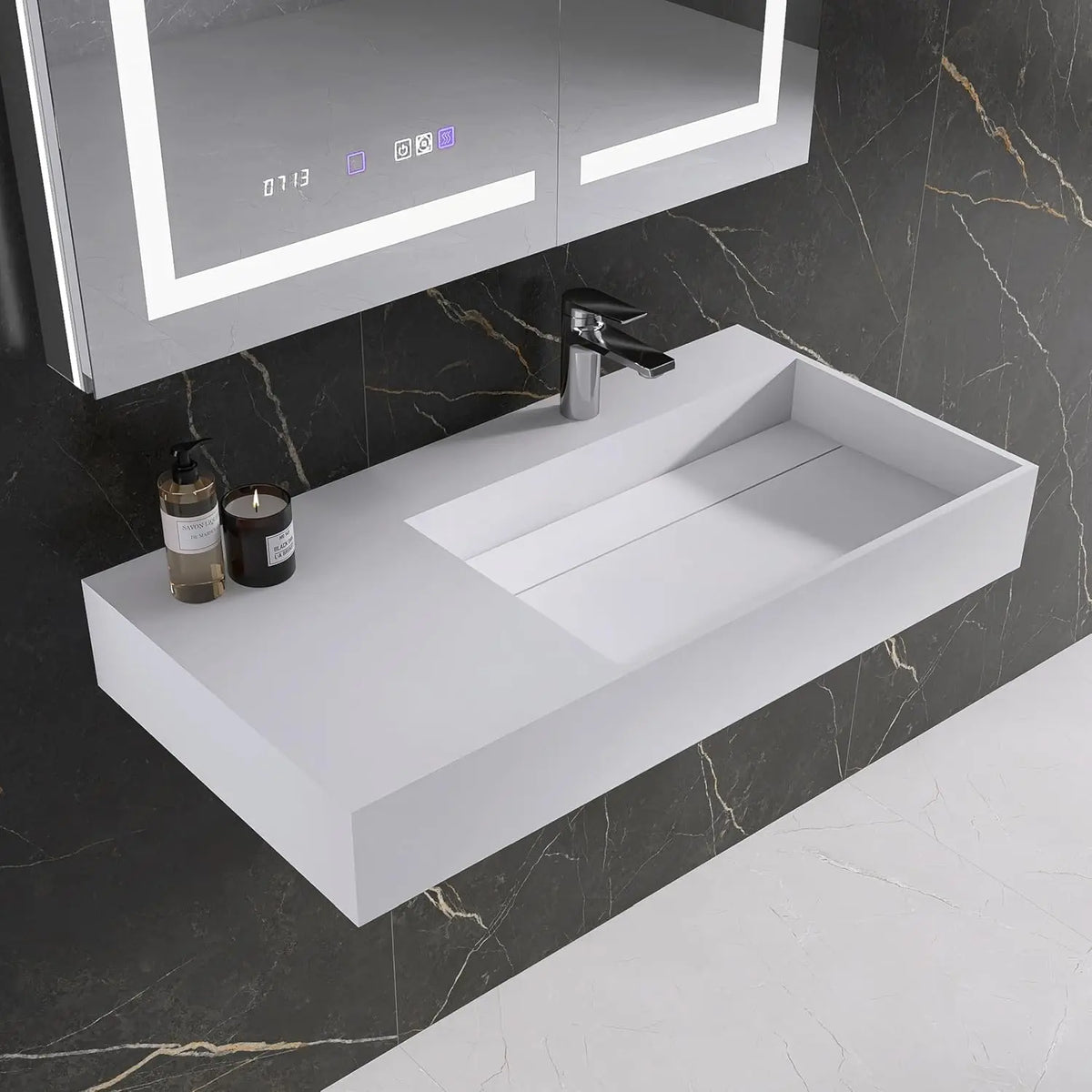 36"x18.11" Wall-Mounted Bathroom Vanity with Stone Resin Sink