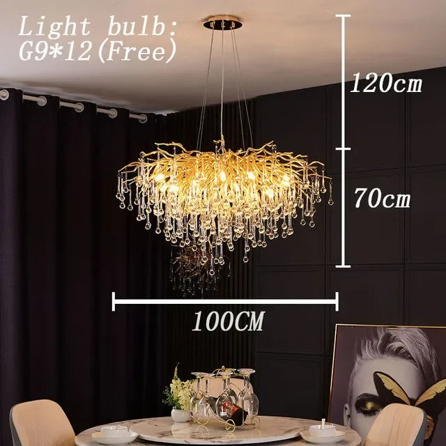 Royal Nordic Luxury Crystal Chandeliers Gold Chrome Water Drop Pendant