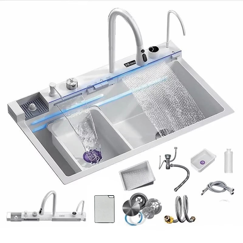 Stainless Steel Waterfall Kitchen Sink
