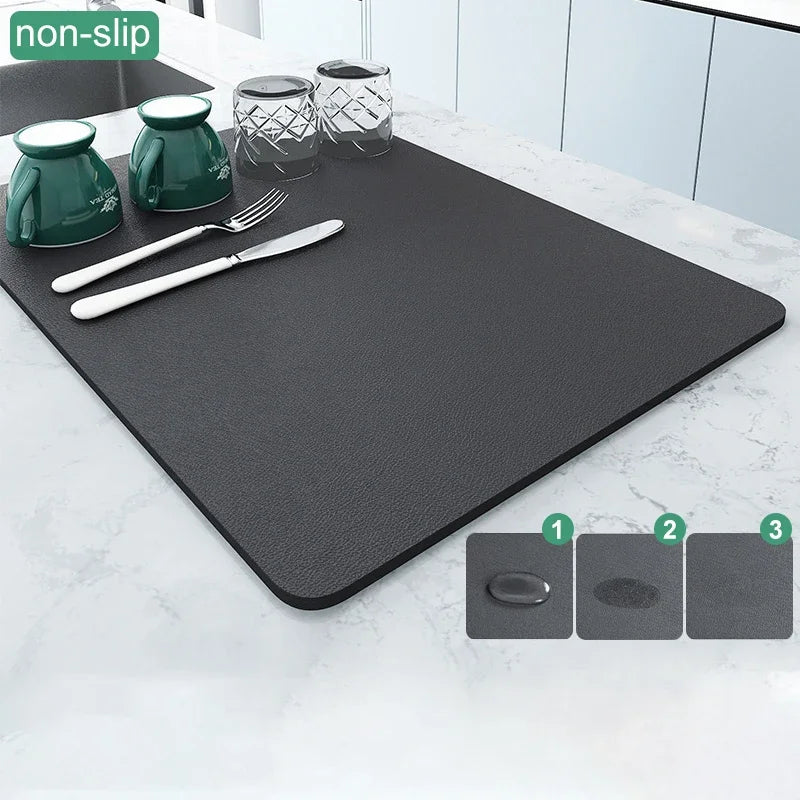 Solid Color Printing Super Absorbent Large Kitchen Absorbent Mat Antiskid Drying Mat Quick Dry Draining Mat Drain Pad Table Mat